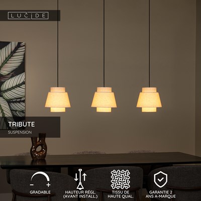 Lucide TRIBUTE - Suspension - 3xE27 - Crème